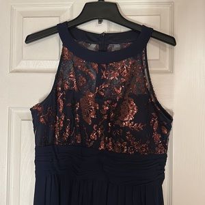 Stunning Sequin Detail! Navy & Copper Formal Dress - Scarlett, 12